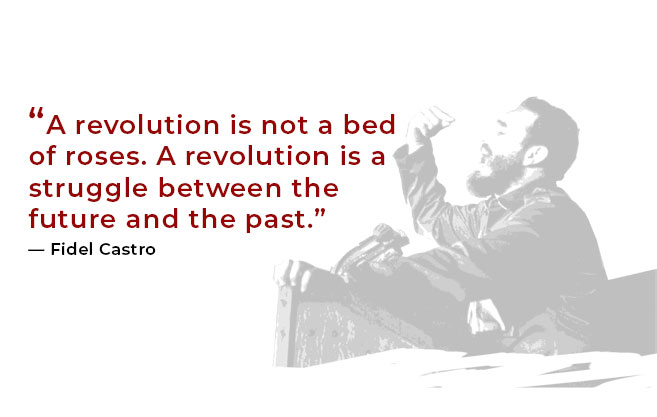 A Revolution is not a bed of roses. A Revolution is a struggle between the future and the past - Fidel Castro