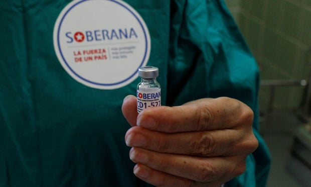 A nurse shows a dose of the Soberana-02 Covid-19 vaccine during clinical trials in March 2021, Photograph: Reuters