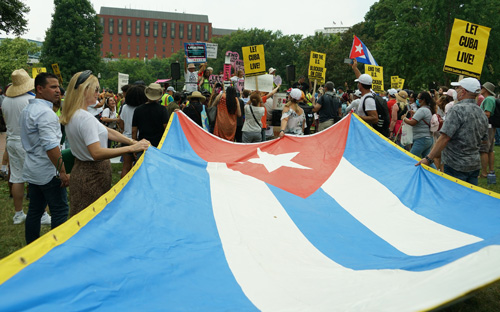 End the blockade of Cuba protest in Washington DC 2021